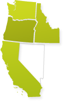 Map of Washington, Oregon, Idaho and California